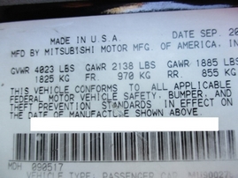 2003 MITSUBISHI GALANT ES BLACK 2.4L AT 163798